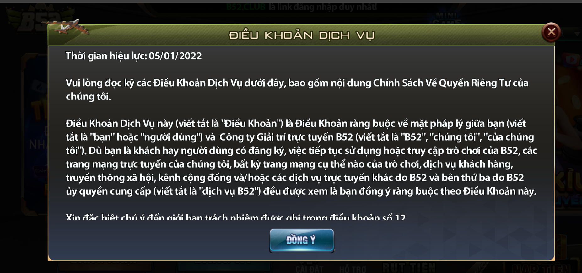 Bạn cần xem qua chính sách điều khoản sử dụng để đảm bảo rằng mình tuân thủ quy định của B52