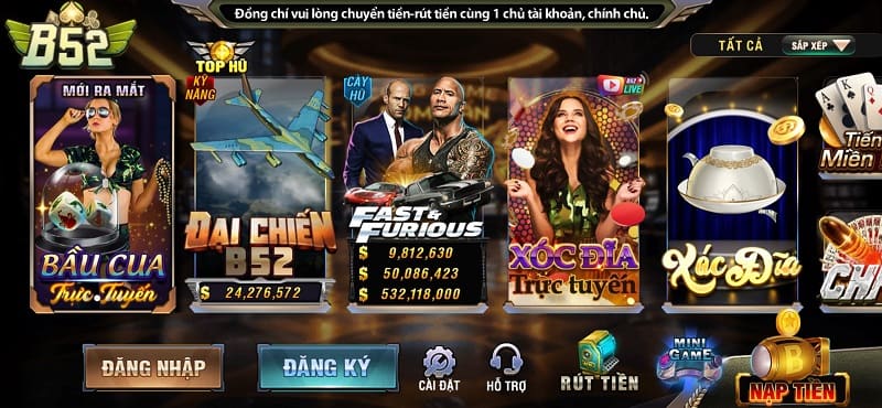 Thương hiệu cổng game giải trí B52